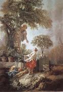 Francois Boucher, Landscape with Kirschpfluckerin